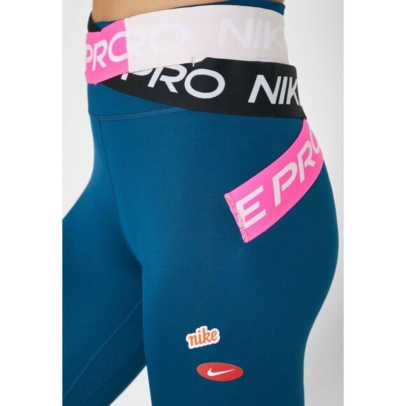 EUC Nike One Luxe Icon Clash Valerian Blue 7/8 Dri-FIT Training Leggings Small - Picture 2 of 16